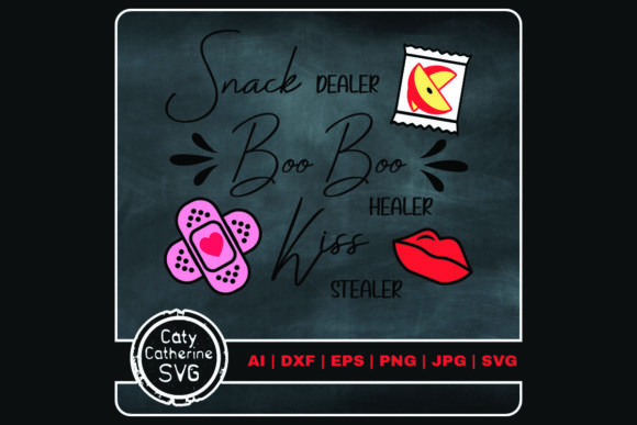 Snack Dealer Boo Boo Healer Kiss Stealer: A Playful Graphic Asset for Crafts and Local Branding